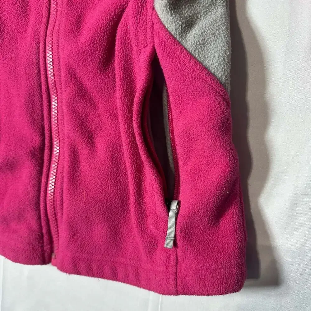 The North Face Girls M 10/12 Pink Gray Full Zip Fleece Jacket Thumbholes